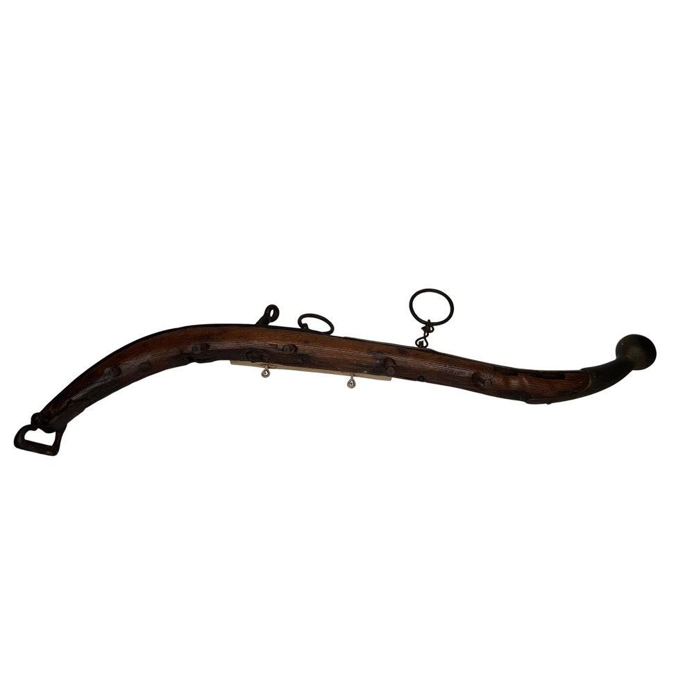 Horse Hames Harness 26" Brown Wood Iron Brass Primitive Farm Decor Antique